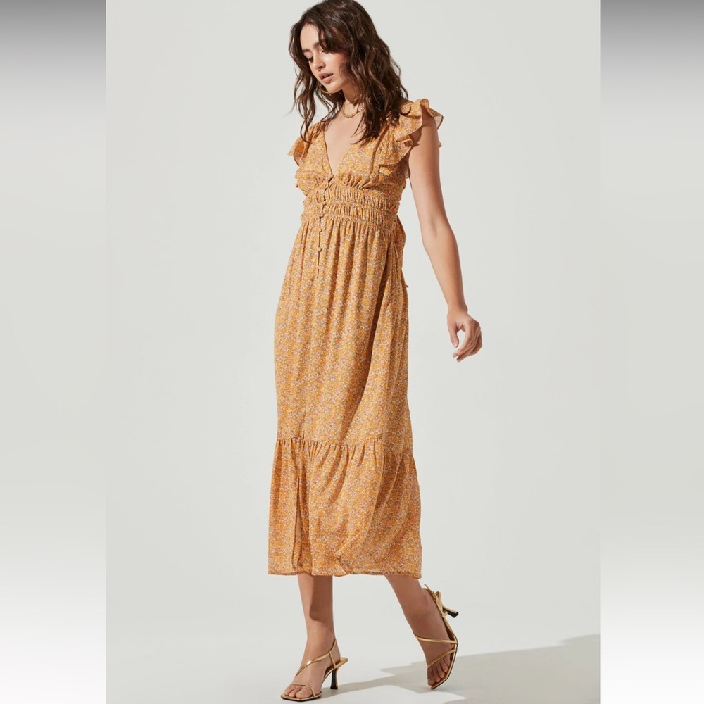 Astr Floral Yellow Maxi Dress